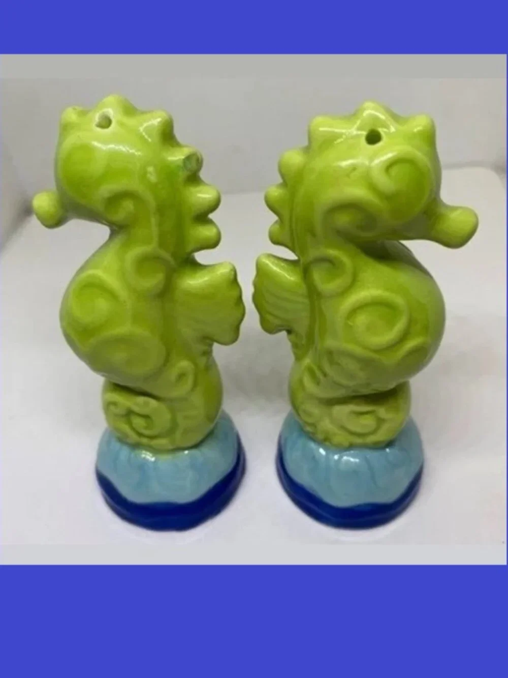 Ceramic Set of Seahorses Salt and Pepper Shaker Set 3 3/4